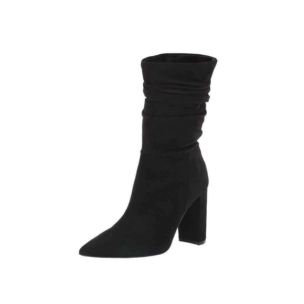 Nine West Womens 7.5 M Black Denner Block Heel Mid Calf Boots NIB MI4